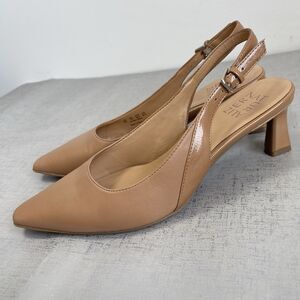 Naturalizer Tansy Slingback Pumps Tan Pointed Toe Heels 8 M Office Preppy Shoes